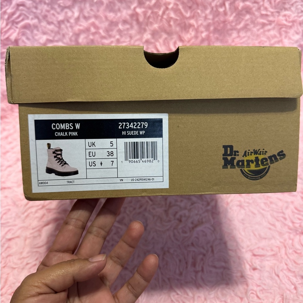 Dr. Martens Chalk Pink Hi Suede Boots
